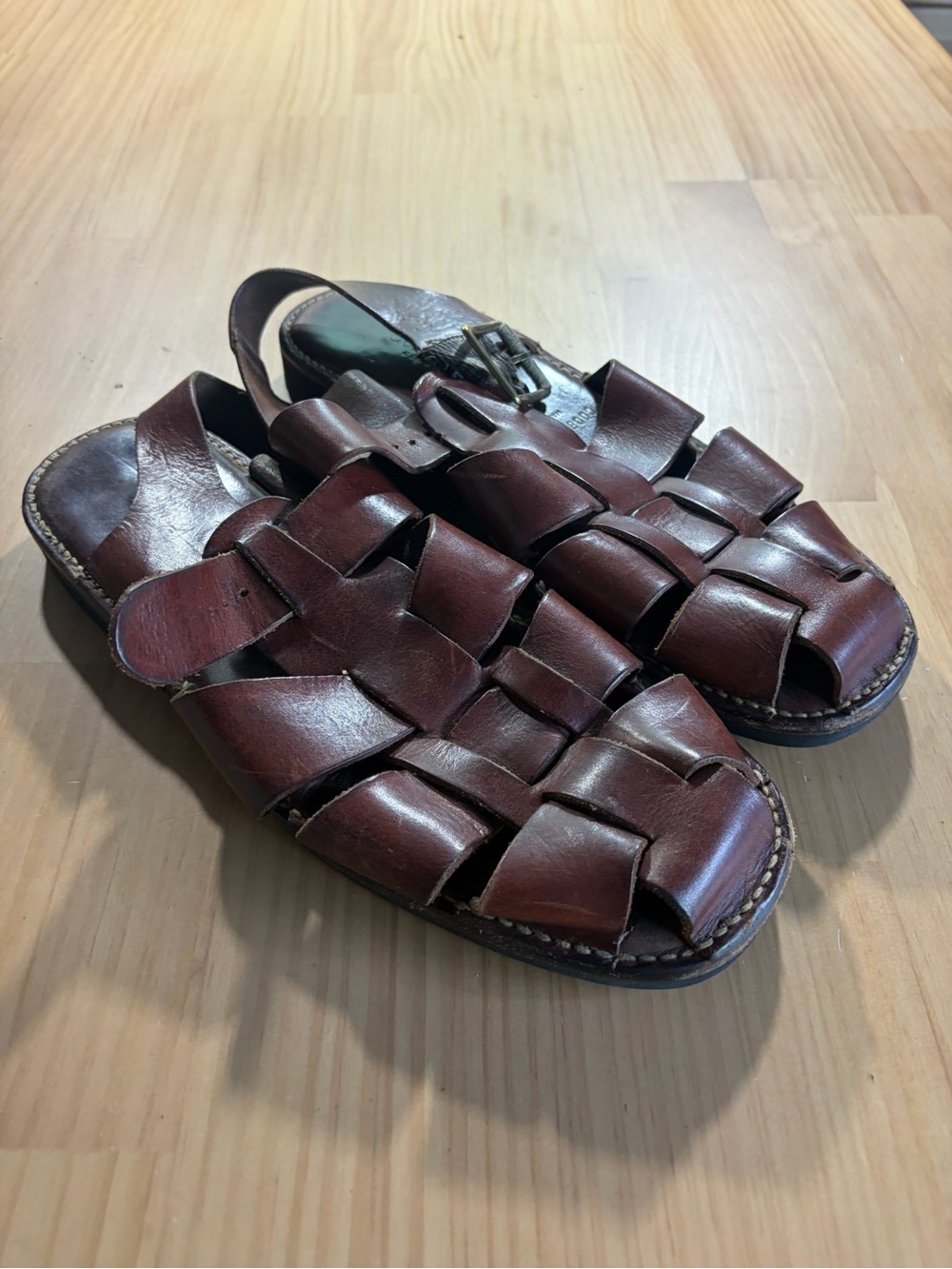 Cole Haan Men's Brown Woven Leather Fisherman Sandals A6